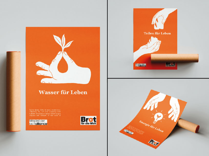 Entwürfe für den Plakat-Pitch für „Brot für die Welt"