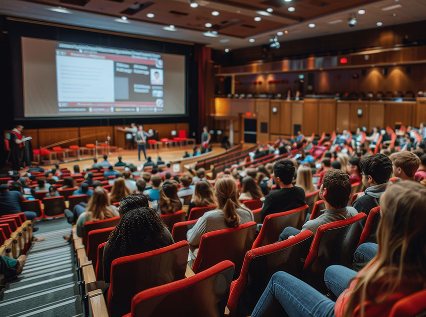 Studenten im Hörsaal: Die intensive Digitalisierung muss Auswirkungen auf die Hochschule und die Hochschullehre haben.