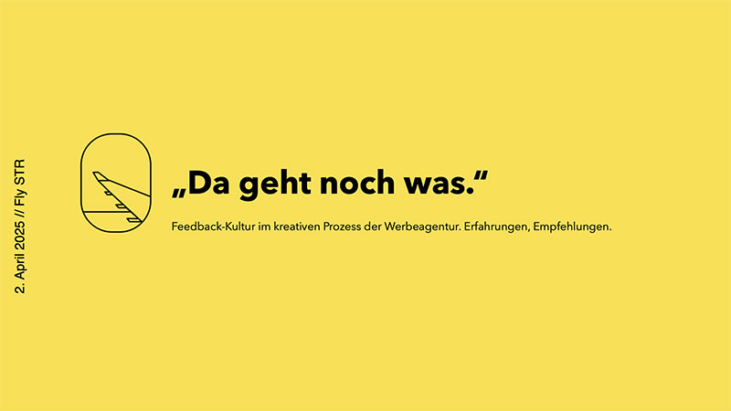 Stephan Trinkl eröffnet seinen Vortrag mit dem Motto 'Da geht noch was' – dem Leitgedanken des Abends, der den Rahmen für einen innovativen Feedbackprozess in der Agenturpraxis bildet.