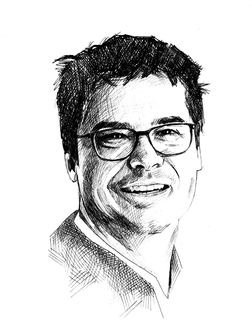 Prof. Dr. Andreas Blindow, Kanzler der DIPLOMA Hochschule. Gezeichnet von Angelina Benedetti.