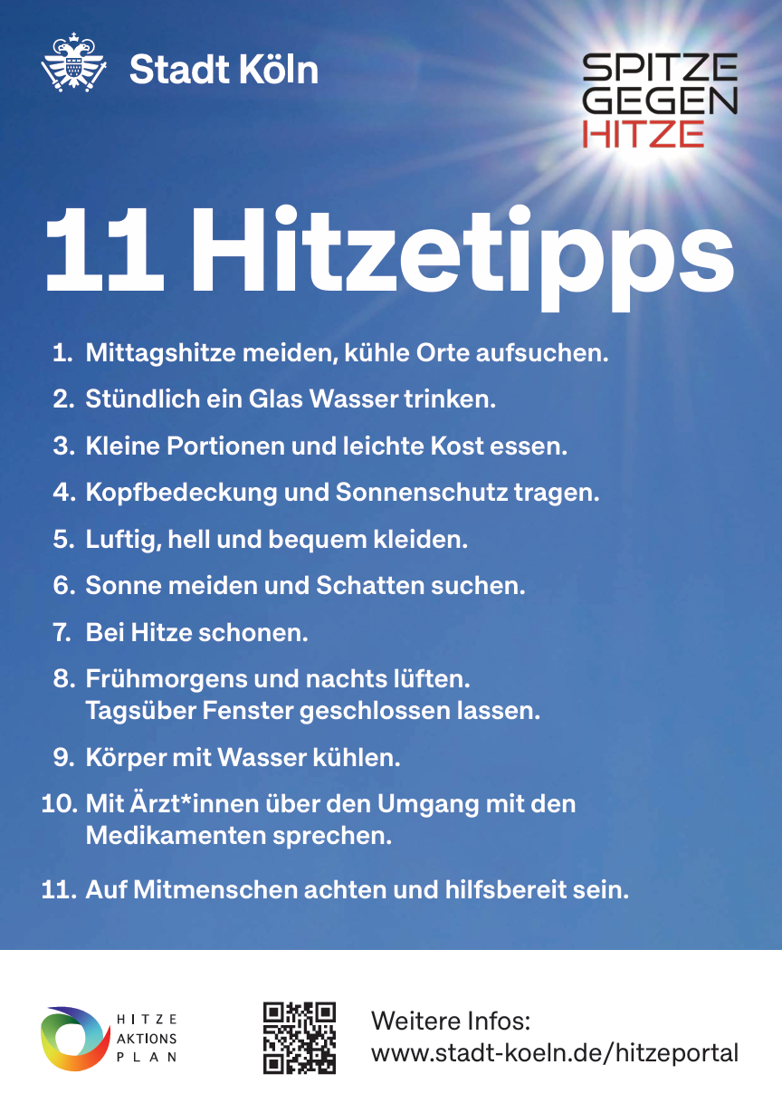 11 Hitzetipps. Illustration: Stadt Köln