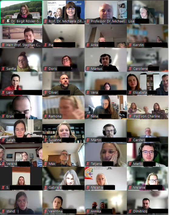 Virtuelle Verabschiedung der Absolvierenden – mit Teilnehmer:innen aus ganz Deutschland und dem Ausland.