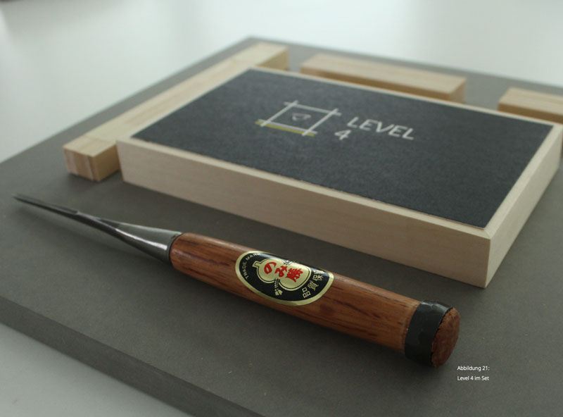 Craft-Design: Kumiko-Übungsset aus Holz mit Stemmeisen/Meißel von Florian Drong – Gestaltungstraining im Tischlerhandwerk.