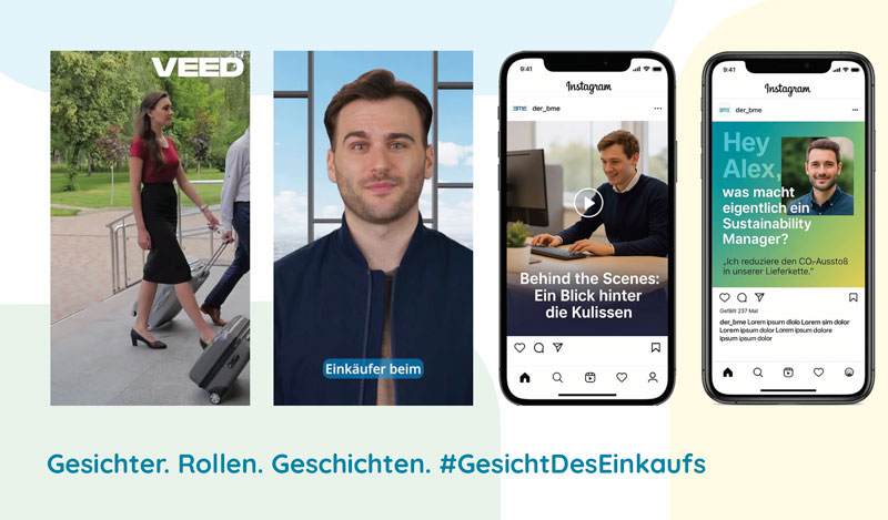 Mit der crossmedialen Serie „Gesicht des Einkaufs“ zeigt Lorena, wie der Verband Nähe und Identifikation schafft. KI-generierte Prototypen von Interviews, Reels und Stories geben dem Berufsbild Persönlichkeit – unter dem Hashtag #GesichtDesEinkaufs.
