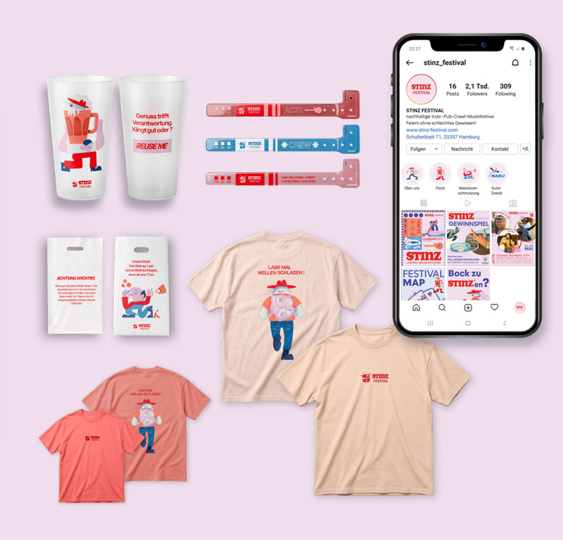 Lena, Nadine und Juliane zeigen mit ihrem Festivalprojekt, wie aus einem gesellschaftlich aufgeladenen Thema ein durchgängiges Kommunikationssystem wird: von Merchandising und Leitsystemen bis zur Social-Media-Inszenierung einer fiktiven Marke.