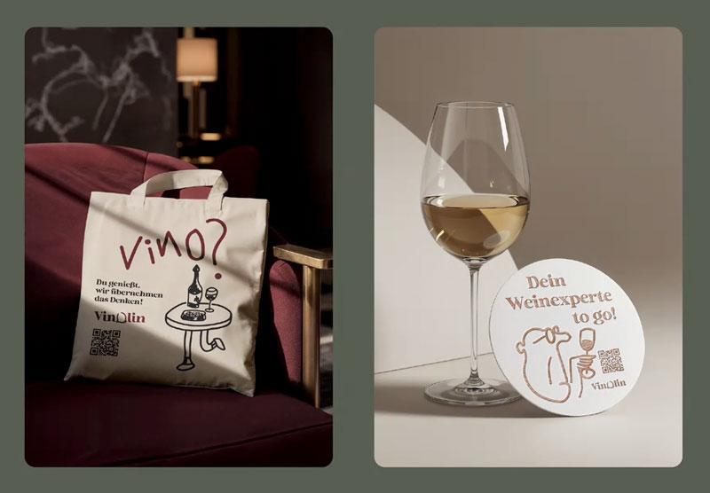 Marke im Alltag statt nur auf dem Screen: Sara und Sarah denken Vinolin über QR-Codes, Merch und humorvolle Kontaktpunkte bis in reale Nutzungssituationen weiter.