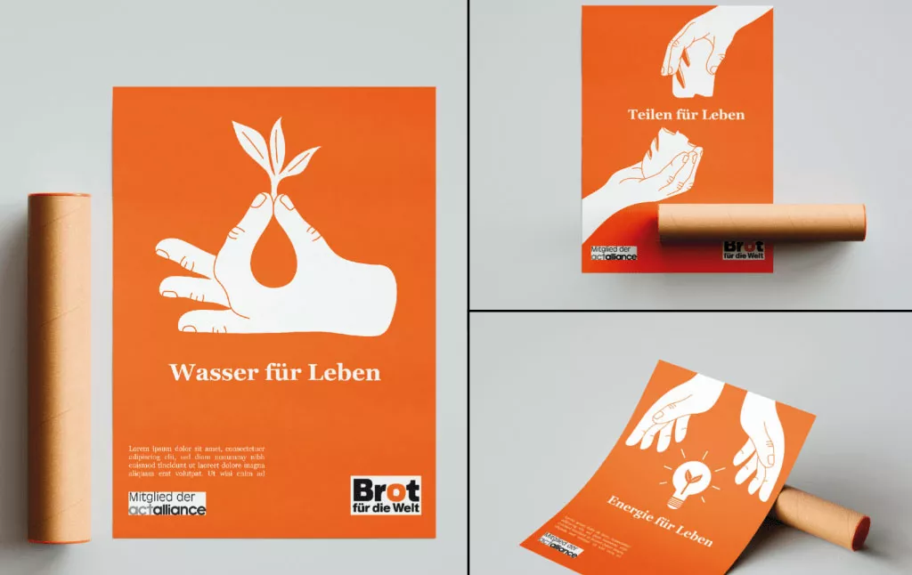 Plakatentwürfe für "Brot für die Welt" von Antonia Vögli