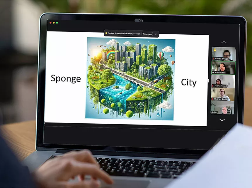 Laptop mit Grafikanimation