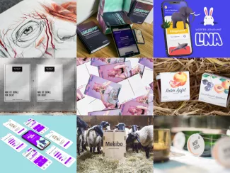 Verschiedene Projekte als Collage aus dem Fachbereich Gestaltung und Medien.