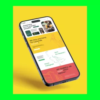 Ein Bild von einem Smartphone mit einem Design zur Nachhaltigkeitskampagne