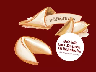 Bild eines geschlossener und offenen Glückskekses mit dem Wort Inspiration darin