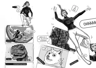 Die Protagonistin schwebt orientierungslos, begegnet erneut den bizarren Traumcharakteren, während Realität und Traum verschmelzen. Die Protagonistin schwebt orientierungslos, begegnet erneut den bizarren Traumcharakteren, während Realität und Traum verschmelzen.