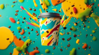 KI-generierte Werbung für Becher