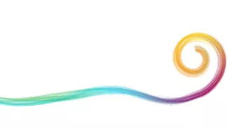illustration von ki als schlängelndes licht in regenborgenfarben