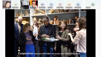 Folie zur Kooperation zwischen DIPLOMA University und HAWK Hildesheim, gezeigt im Vortrag.