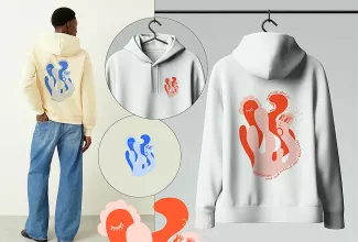 Ein weißer Hoodie zeigt ein abstraktes, korallenartiges Design in kräftigen Orange- und Rosatönen, begleitet vom humorvollen Text „You think I'm getting gray?“. Das Design macht auf die Problematik der Korallenbleiche aufmerksam.