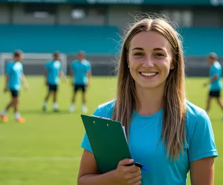 Fitness-Trainerin auf dem Fußballplatz