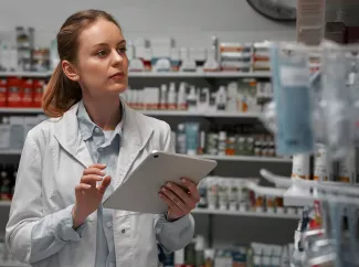 Pharmamanagerin bei der Arbeit