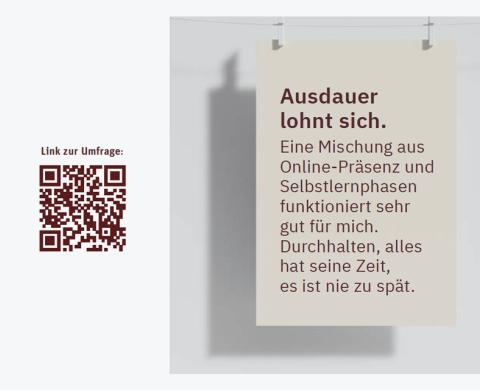 Umfrage Bild mit QR-Code und Text