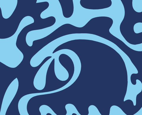 Ein grafisches Muster in blauer Farbe aus Wellen