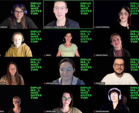 Screenshot eines Zoom-Meetings mit Studierenden und Lehrenden der DIPLOMA Hochschule beim Start des gemeinsamen Social Design-Projekts mit Ärzte ohne Grenzen.