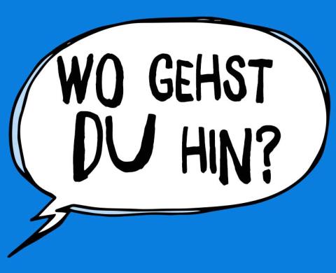 sprechblase mit frage nach urlaubsziel