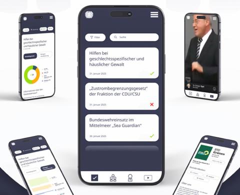 Smartphone Bildschirme unterschiedlich auf weißem Hintergrund angeordnet
