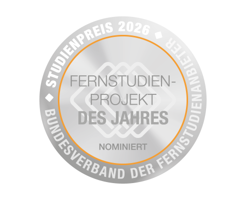 Siegel für die Auszeichnung zum Fernstudienprojekt des Jahres 2026